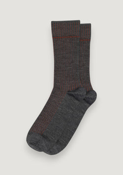 Șosete extrafine Rib din lână merinos - Ditlev Dark Grey Melange