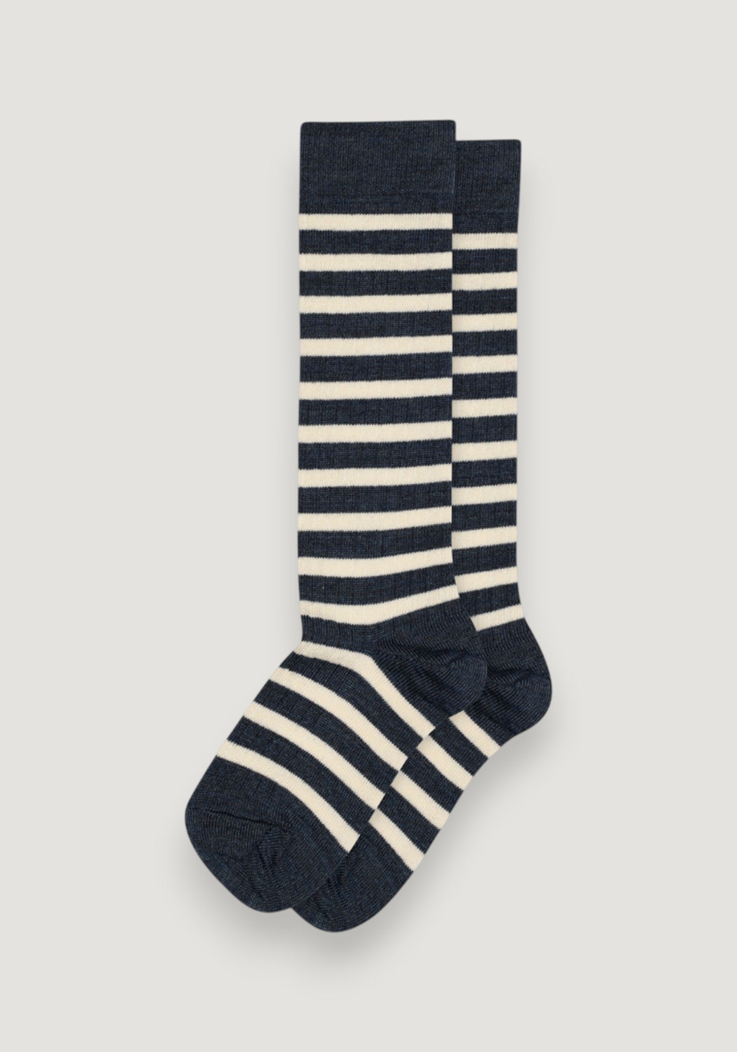 Șosete extrafine Rib din lână merinos - Knee Elis Dark Denim Melange