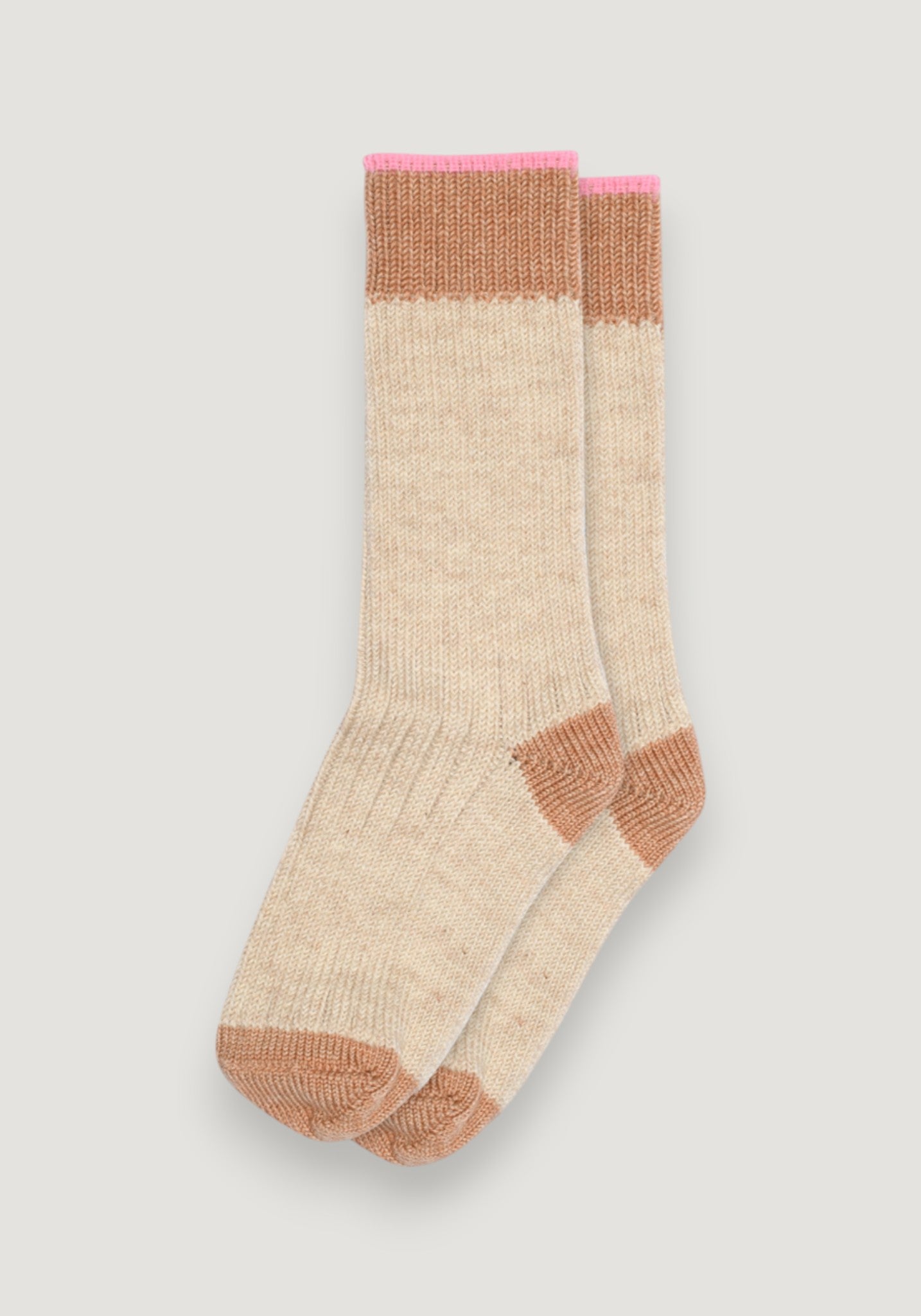 Șosete groase din lână merinos și bumbac - Ully Beige Melange
