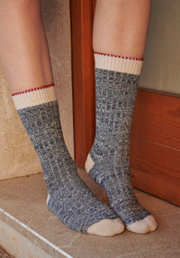 Șosete chunky din lână merinos și bumbac - Ulrika Dark Denim Melange