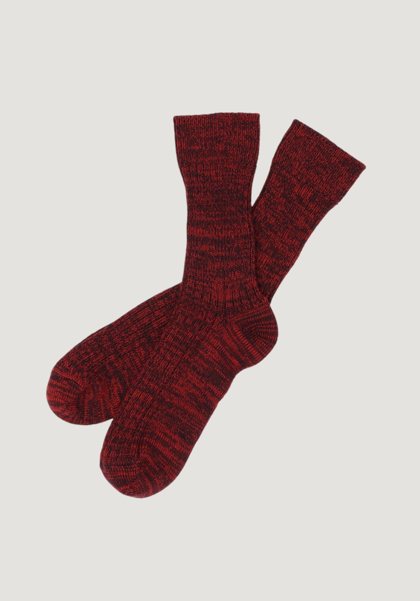 Șosete Rib din lână merinos - Signal Red Melange