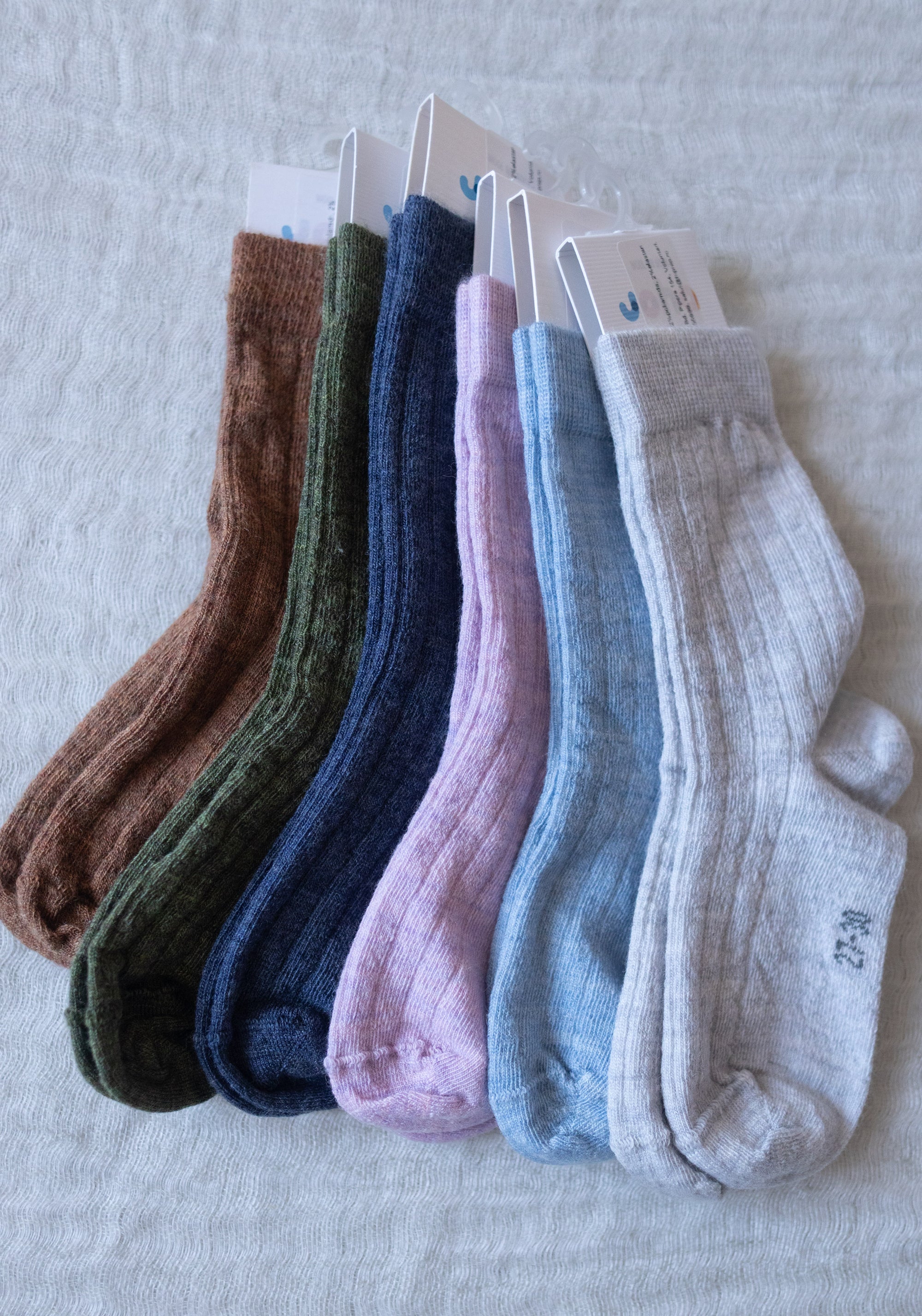 Șosete Rib extrafine din lână merinos (copii și adulți) - Light Grey Melange