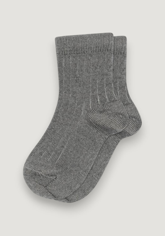 Șosete Rib extrafine din lână merinos (copii și adulți) - Grey