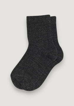 Șosete Rib extrafine din lână merinos (copii și femei) - Dark Grey