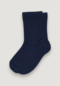 Șosete Rib extrafine din lână merinos (copii și femei) - Navy