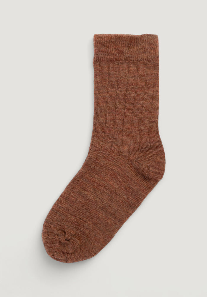 Șosete Rib extrafine din lână merinos - Copper Melange