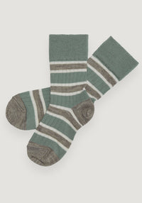 Șosete Rib extrafine din lână merinos - Striped Beige Melange 19-21
