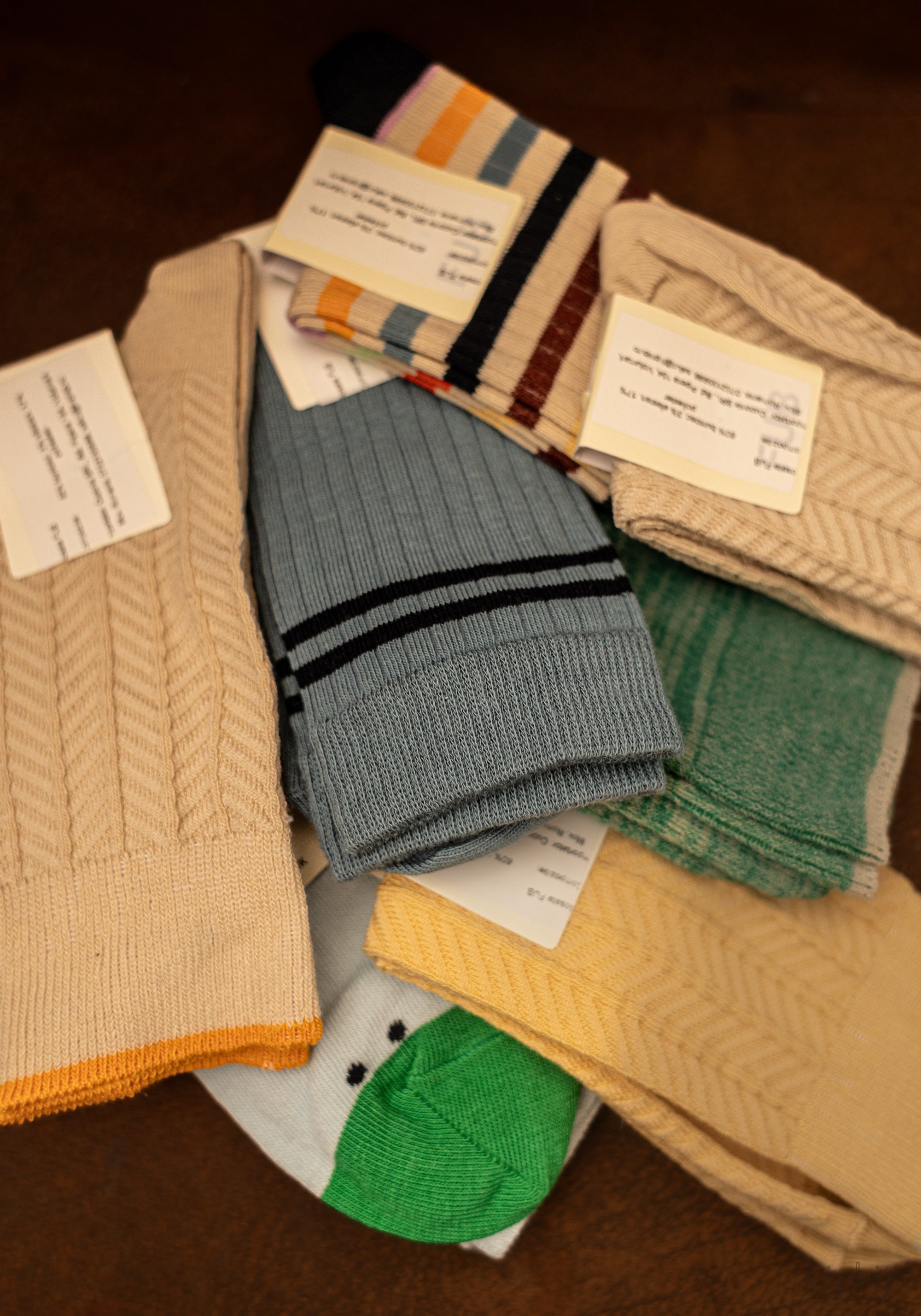 Șosete extrafine din bumbac - Herringbone Ecru