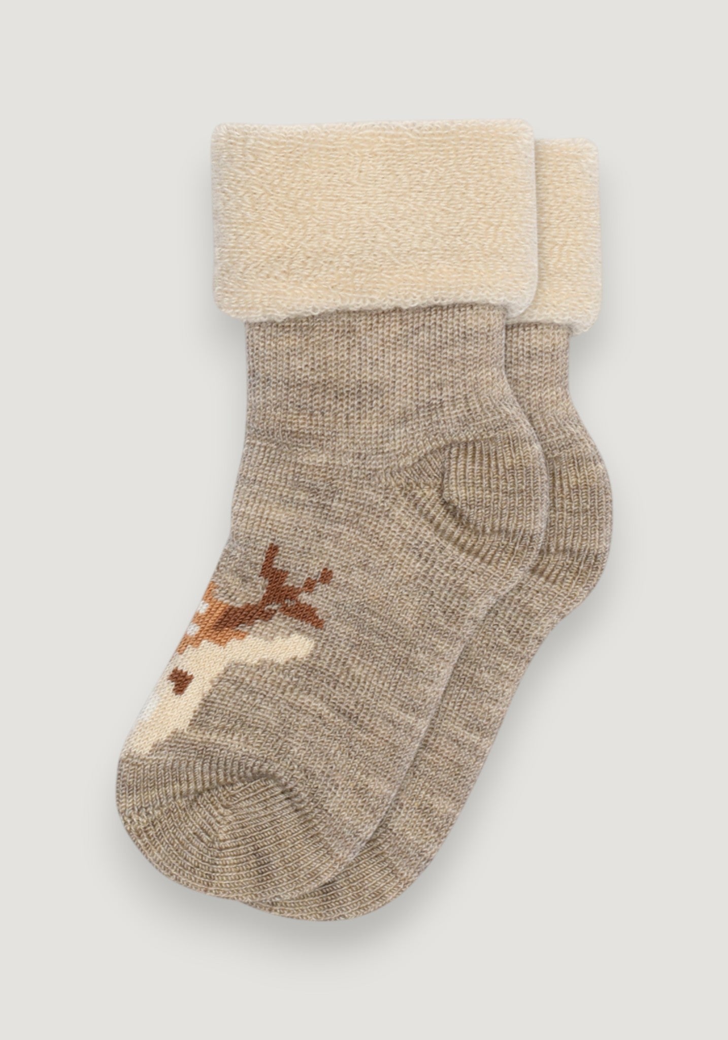 Șosete plușate din lână merinos - Ollie Light Brown Melange