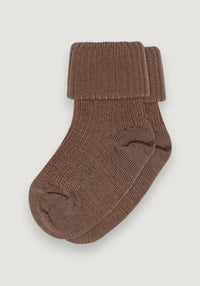Șosete extrafine Rib din lână merinos - Turn Down Brown Sienna 19-21