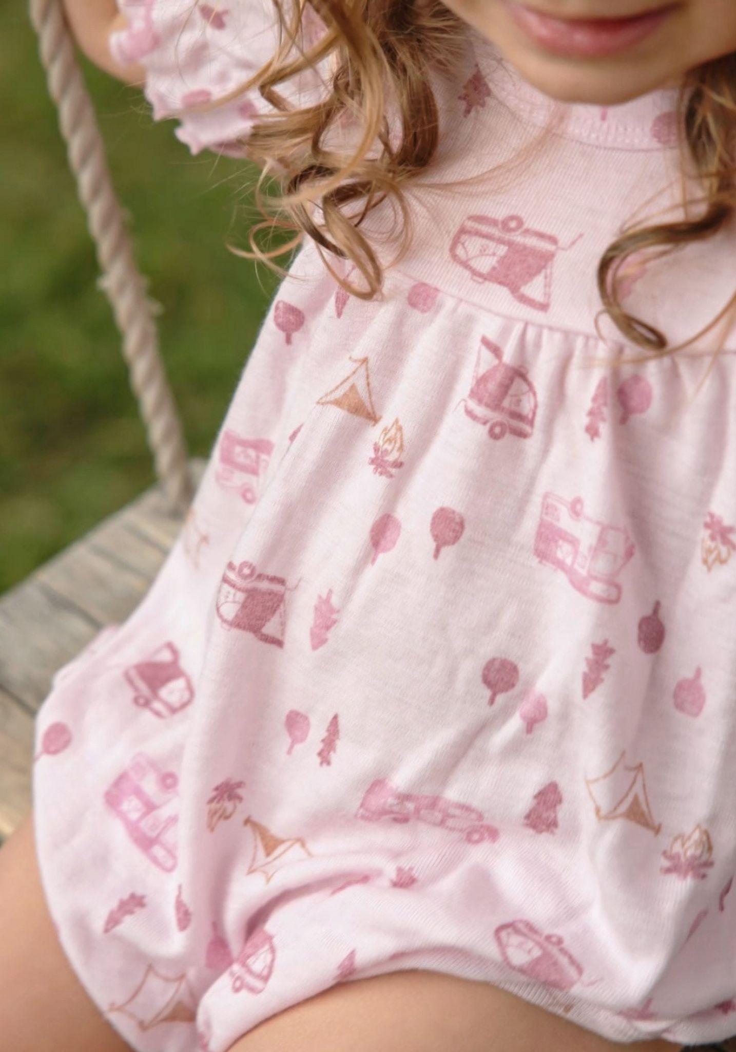 Summersuit din lână merinos - Camping Light Pink