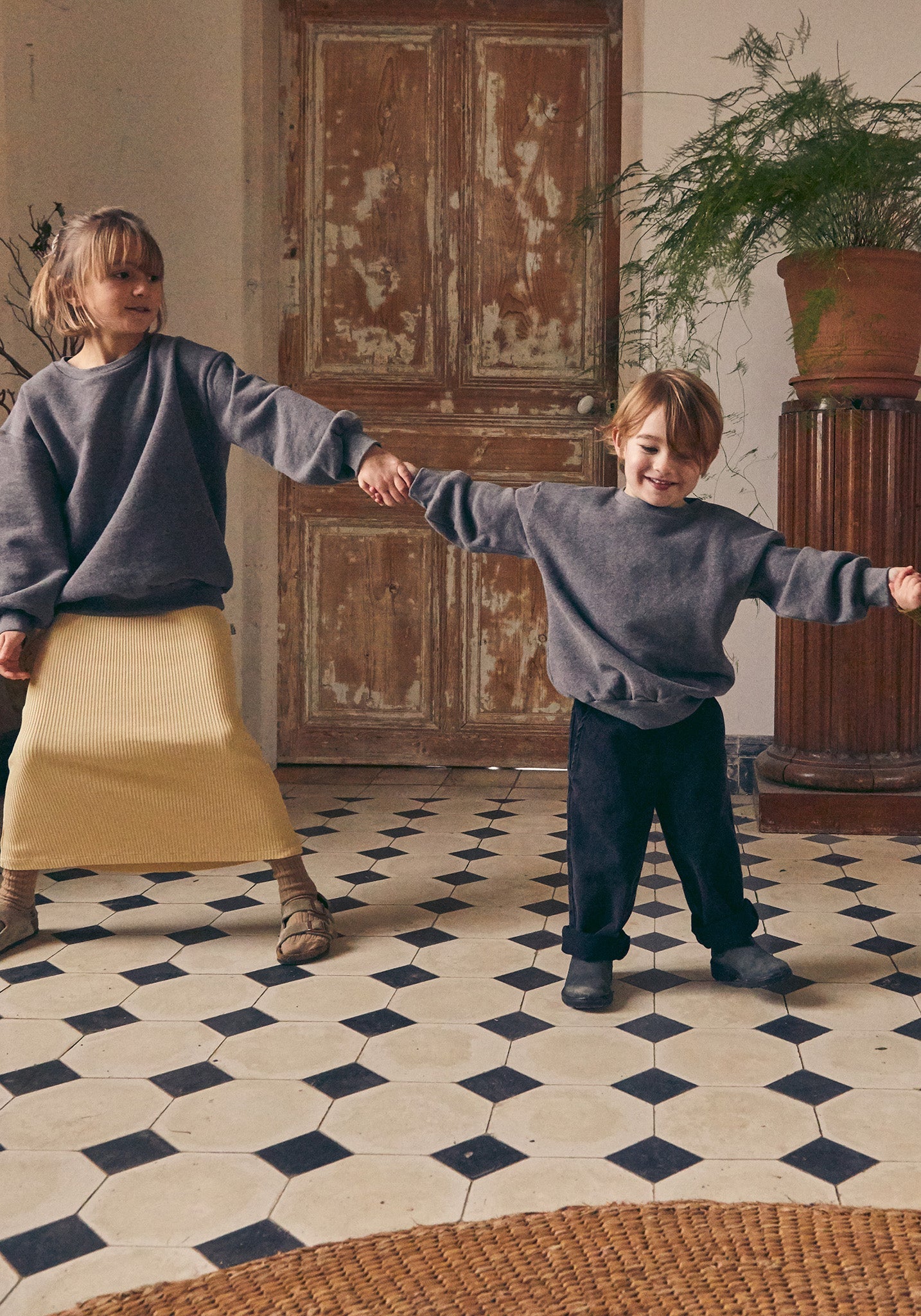 Sweatshirt molton din bumbac - Jojoba Anthracite 3 ani