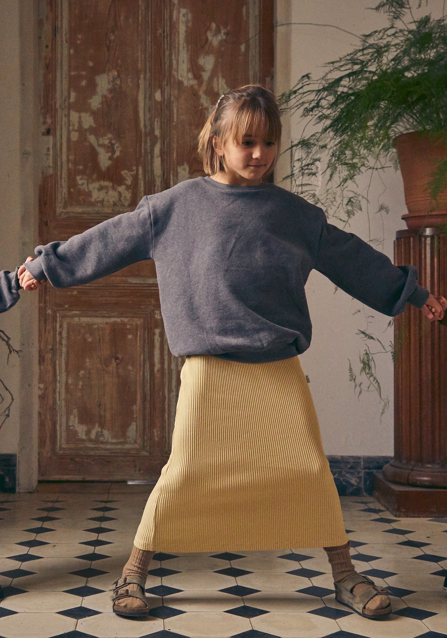Sweatshirt molton din bumbac - Jojoba Anthracite 3 ani