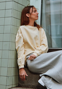 Sweatshirt molton femei din bumbac - Acentra Pastel Yellow