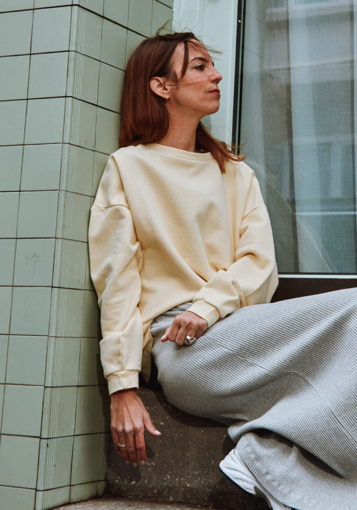 Sweatshirt molton femei din bumbac - Acentra Pastel Yellow