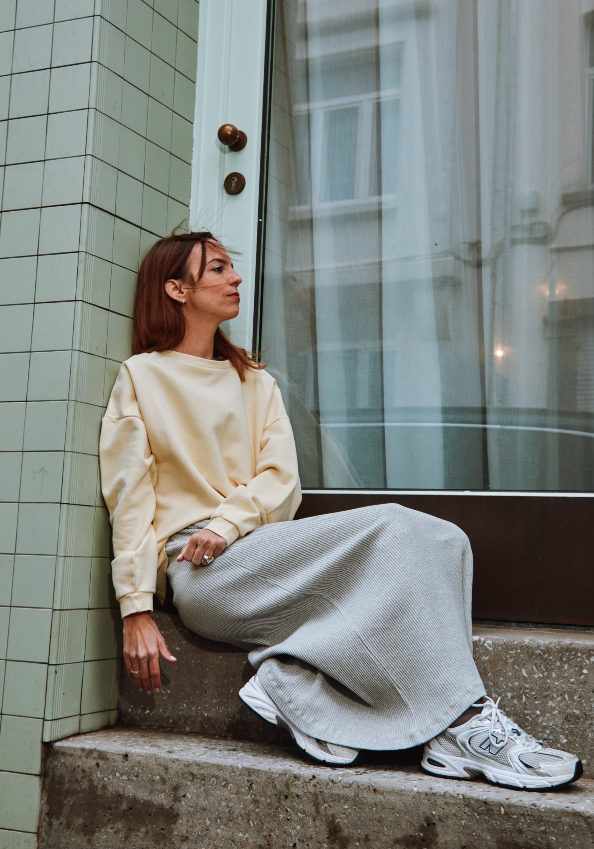 Sweatshirt molton femei din bumbac - Acentra Pastel Yellow