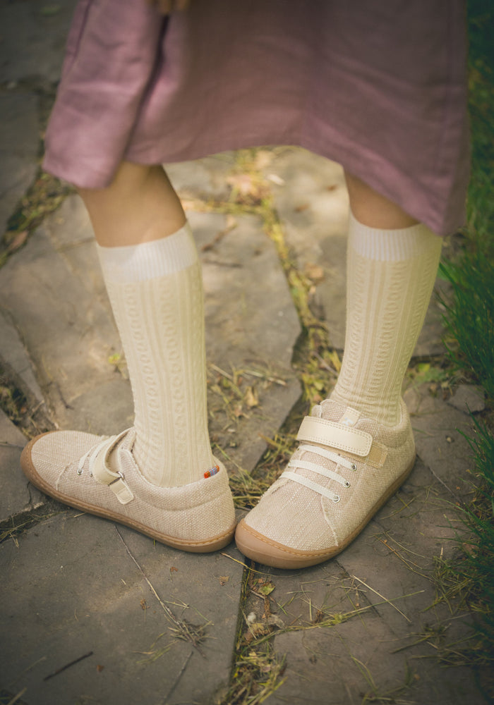 Teniși Barefoot din bumbac - Bonny Beige