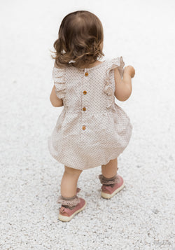 Summersuit din muselină dublă de bumbac - Sand Dots