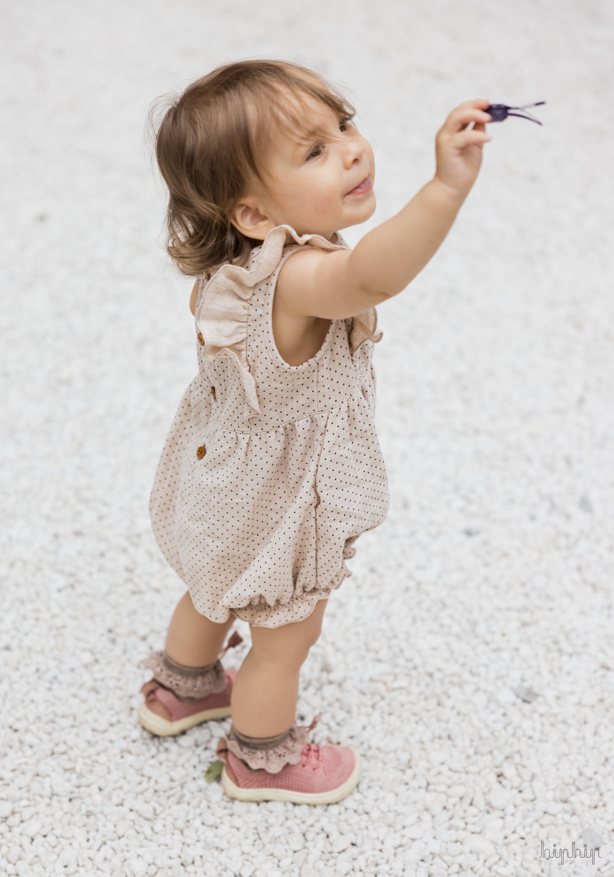 Summersuit din muselină dublă de bumbac - Sand Dots