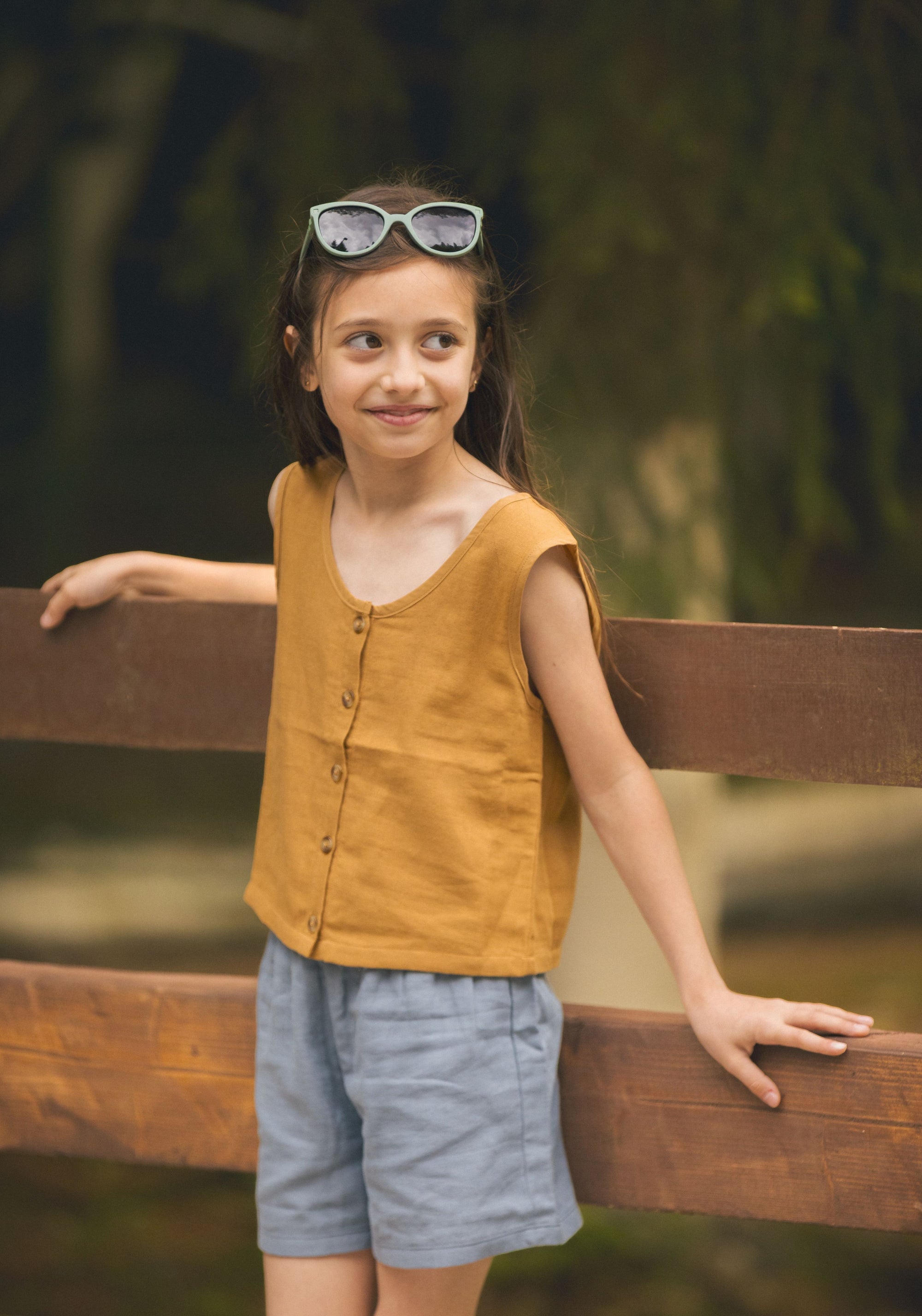 Top din muselină dublă de bumbac - Dille Bone Brown