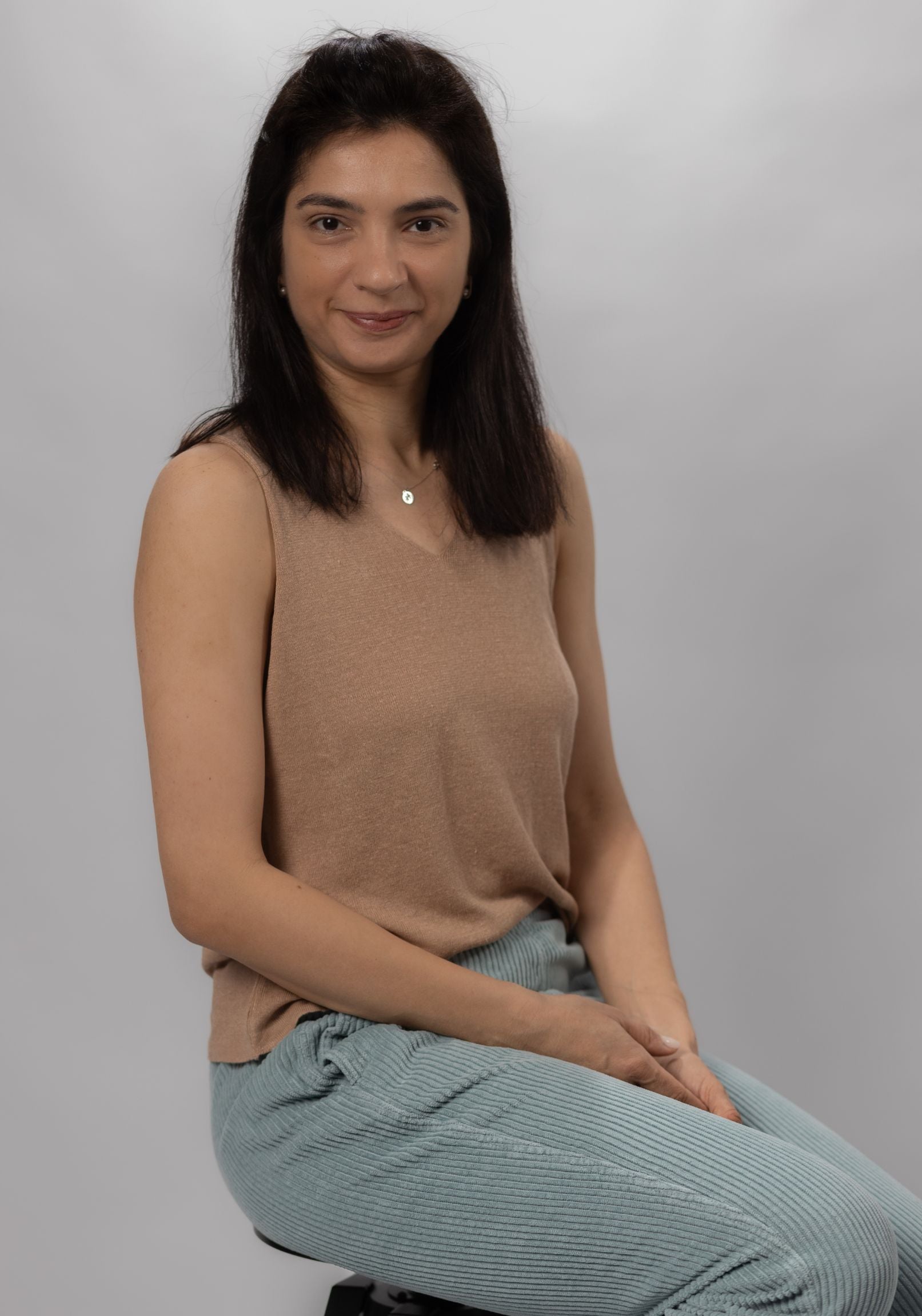 Top femei tricotat din in și bumbac - Emma Beige