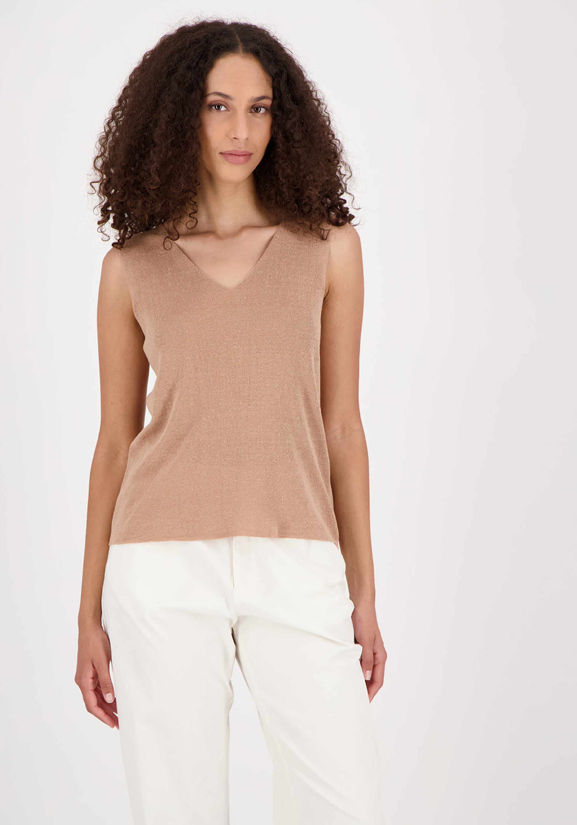 Top tricotat din in și bumbac - Emma Beige