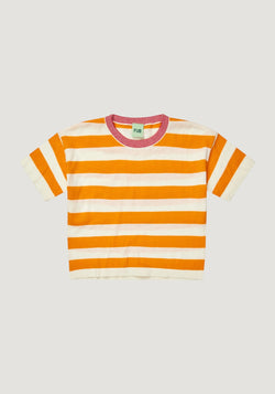 Tricou bumbac - Extrafin Stripe Ecru/Sunflower