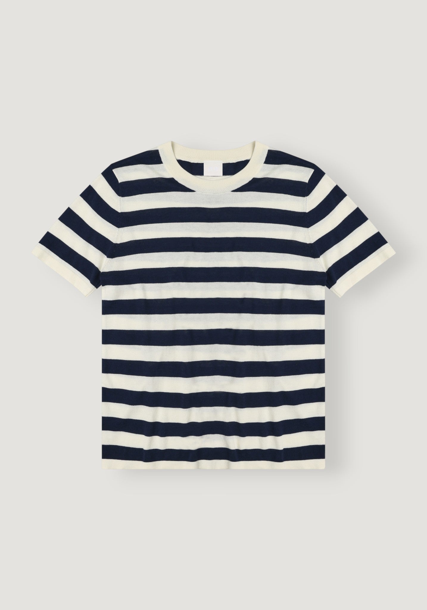 Tricou din bumbac - Extrafin Classic Ecru/Dark Navy