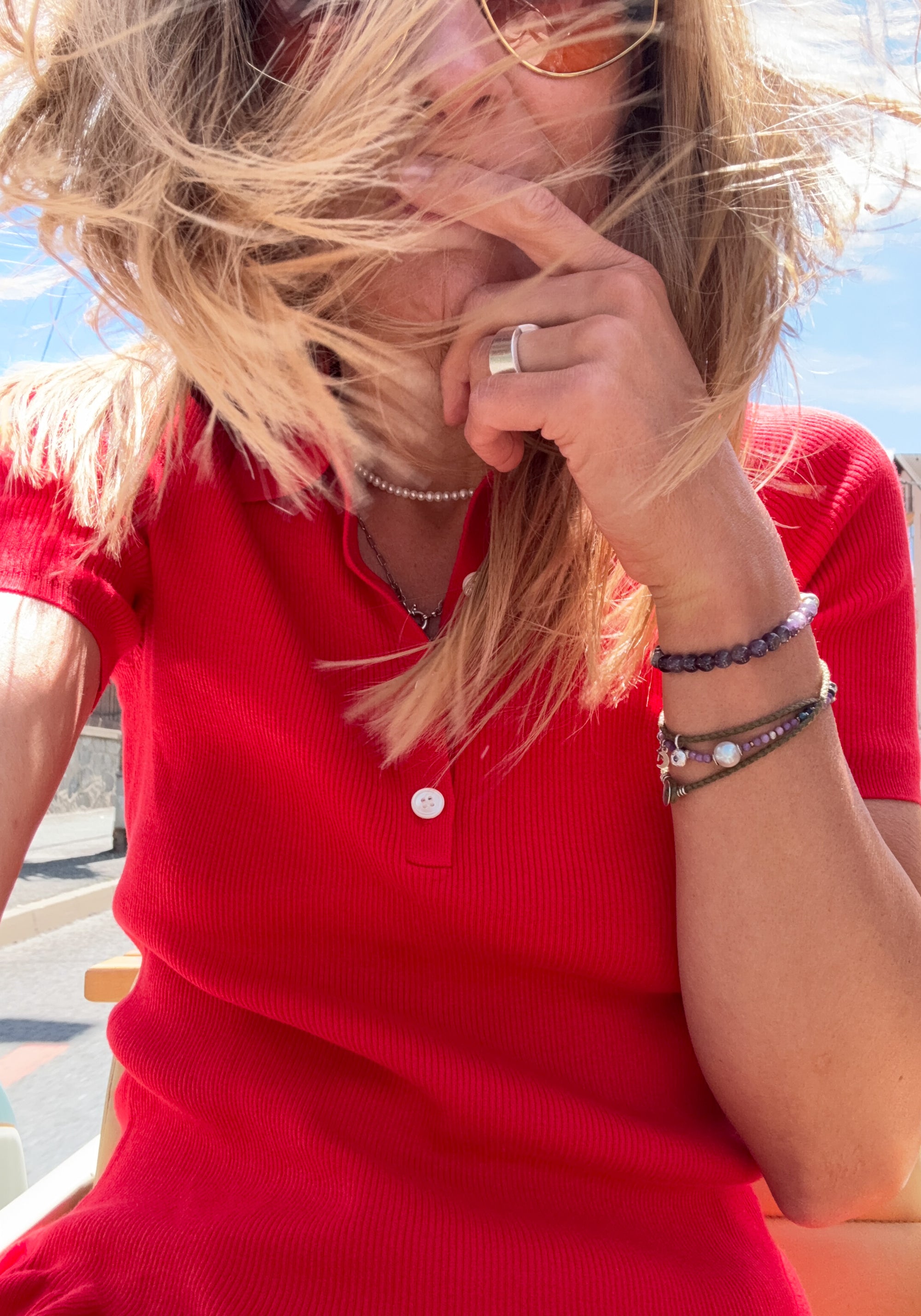 Tricou din bumbac - Rib extrafin Red
