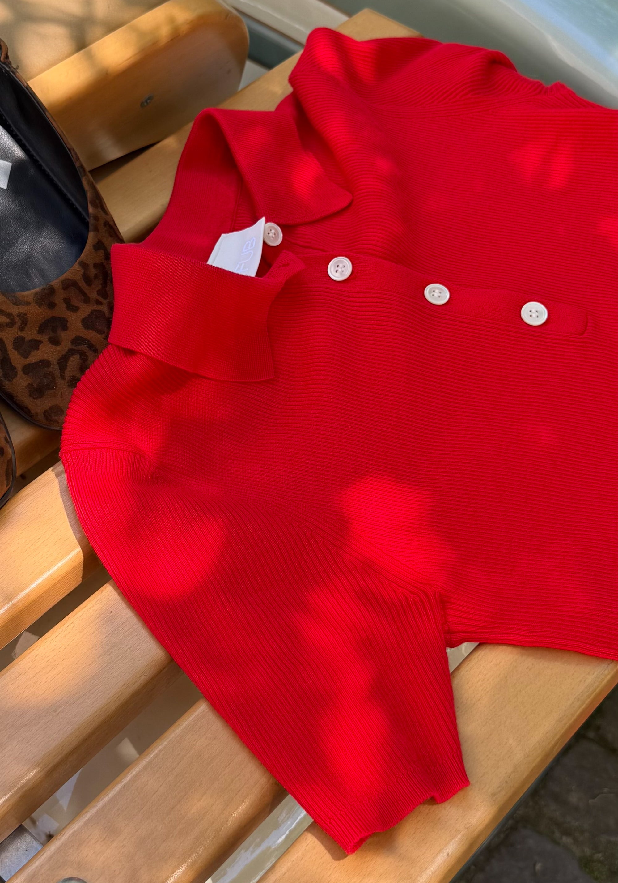 Tricou din bumbac - Rib extrafin Red