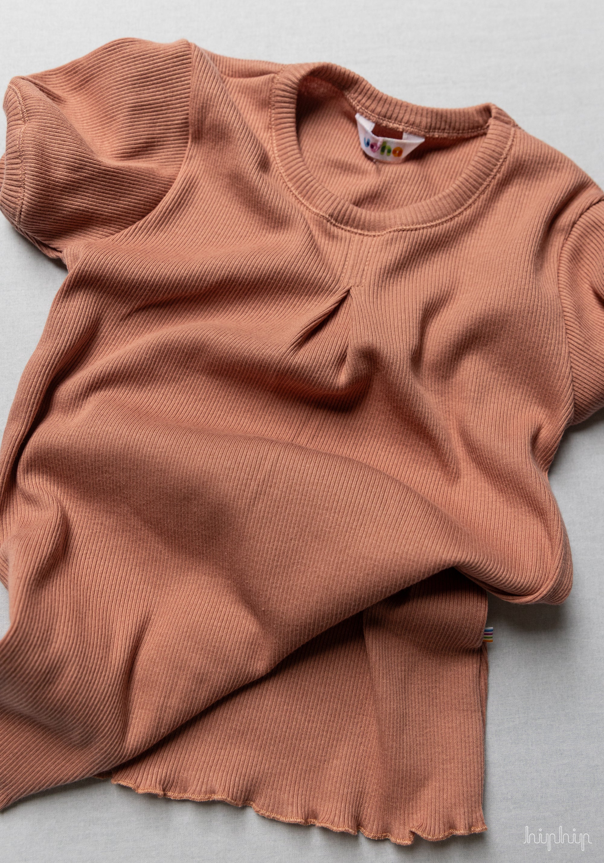 Tricou din bumbac - Rib Salmon