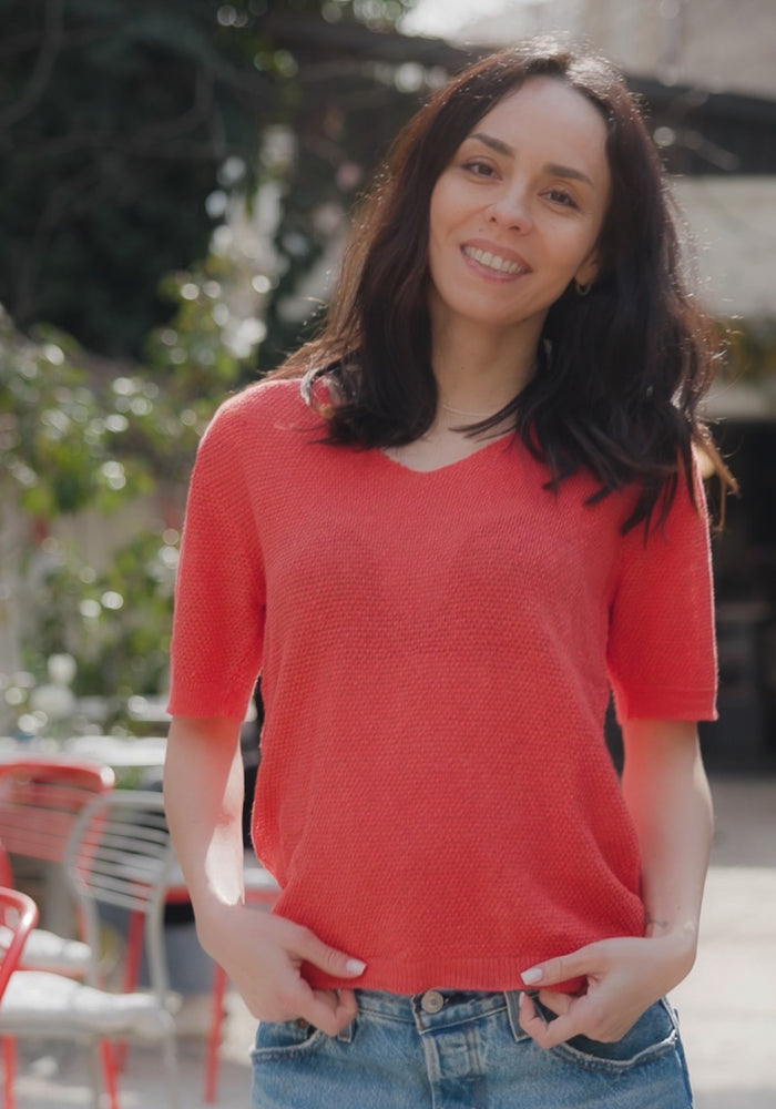 Tricou din in și bumbac - Giulia Coral