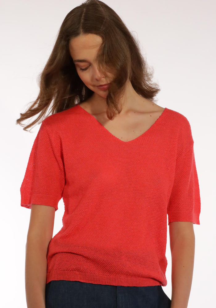 Tricou din in și bumbac - Giulia Coral