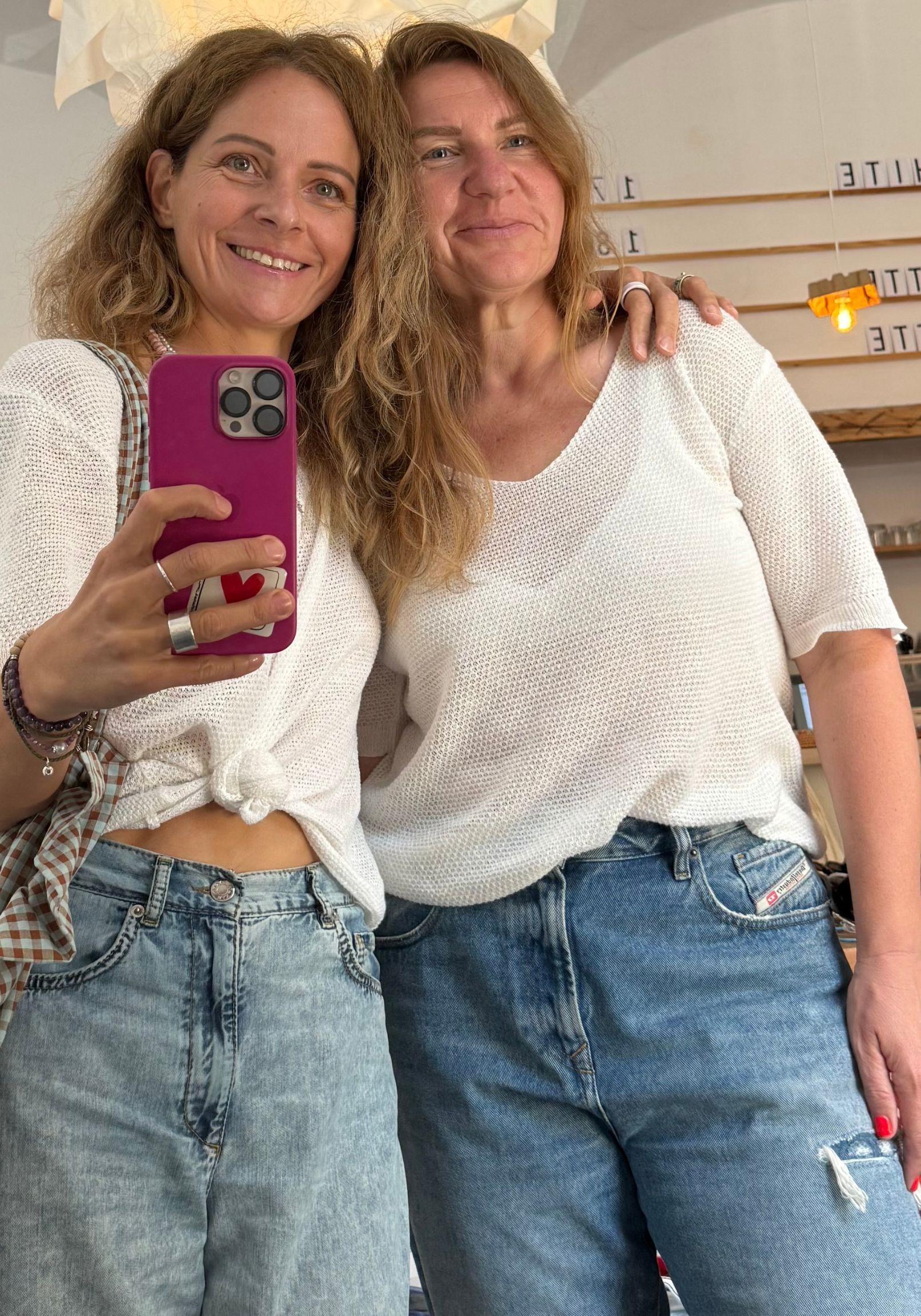 Tricou din in și bumbac - Giulia Off White