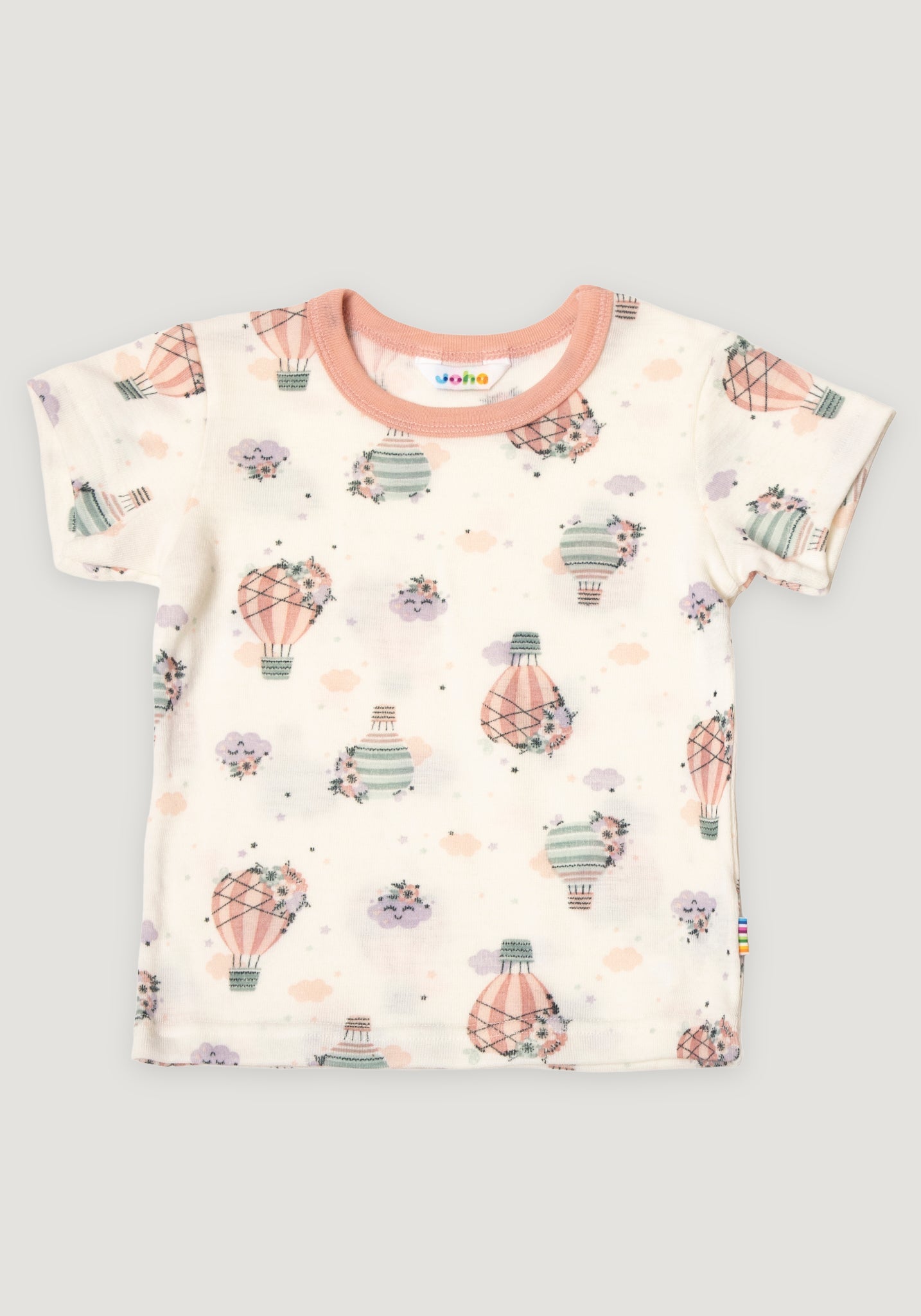 Tricou lână de vară - Adventure White/Pink Aop 90