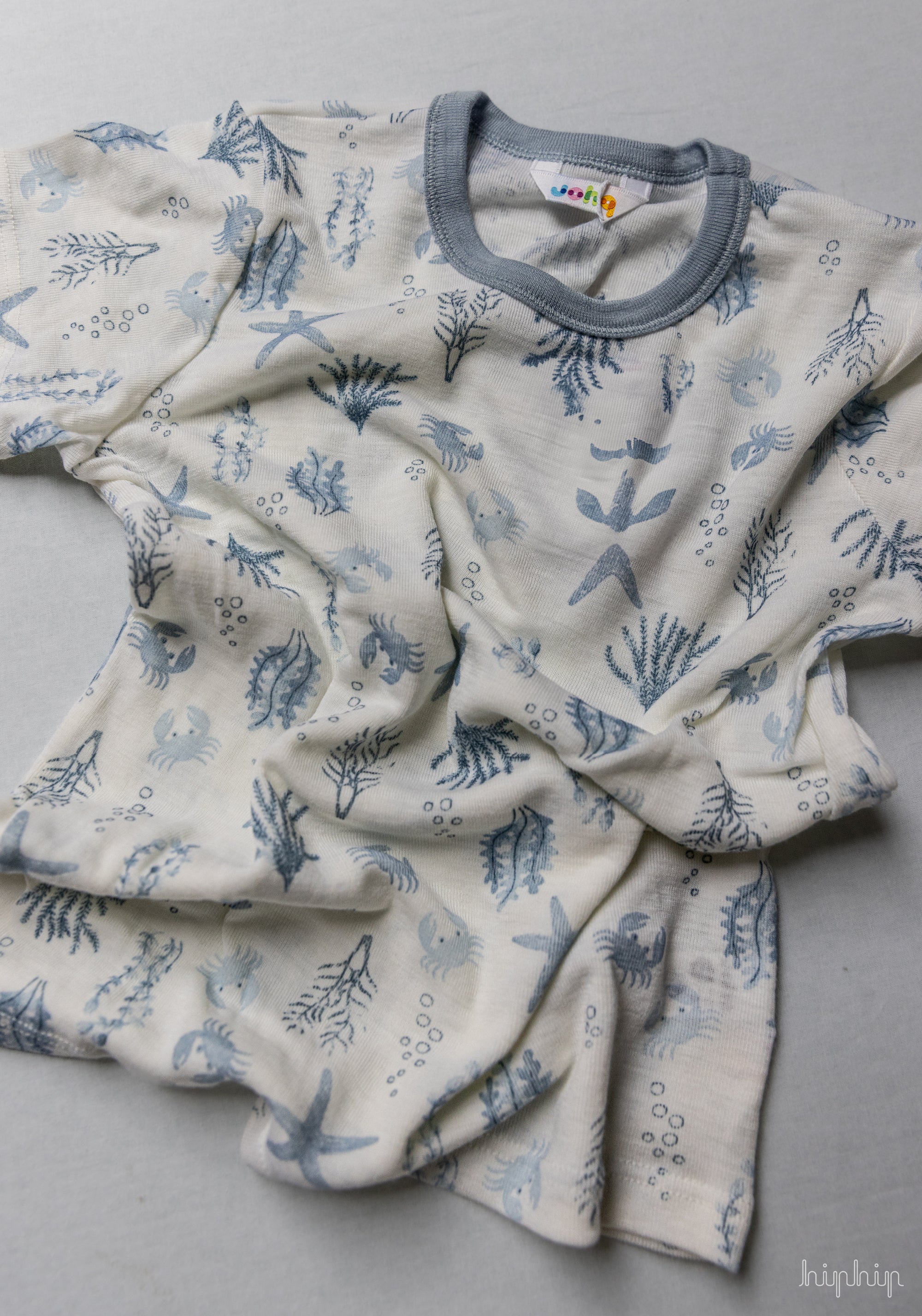 Tricou din lână merinos - Aqua Flora Light Blue
