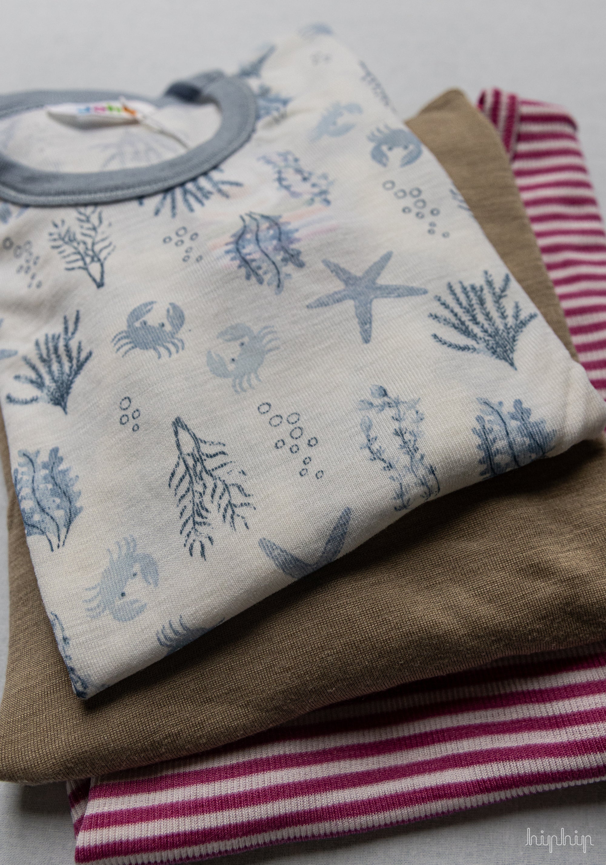 Tricou din lână merinos - Aqua Flora Light Blue