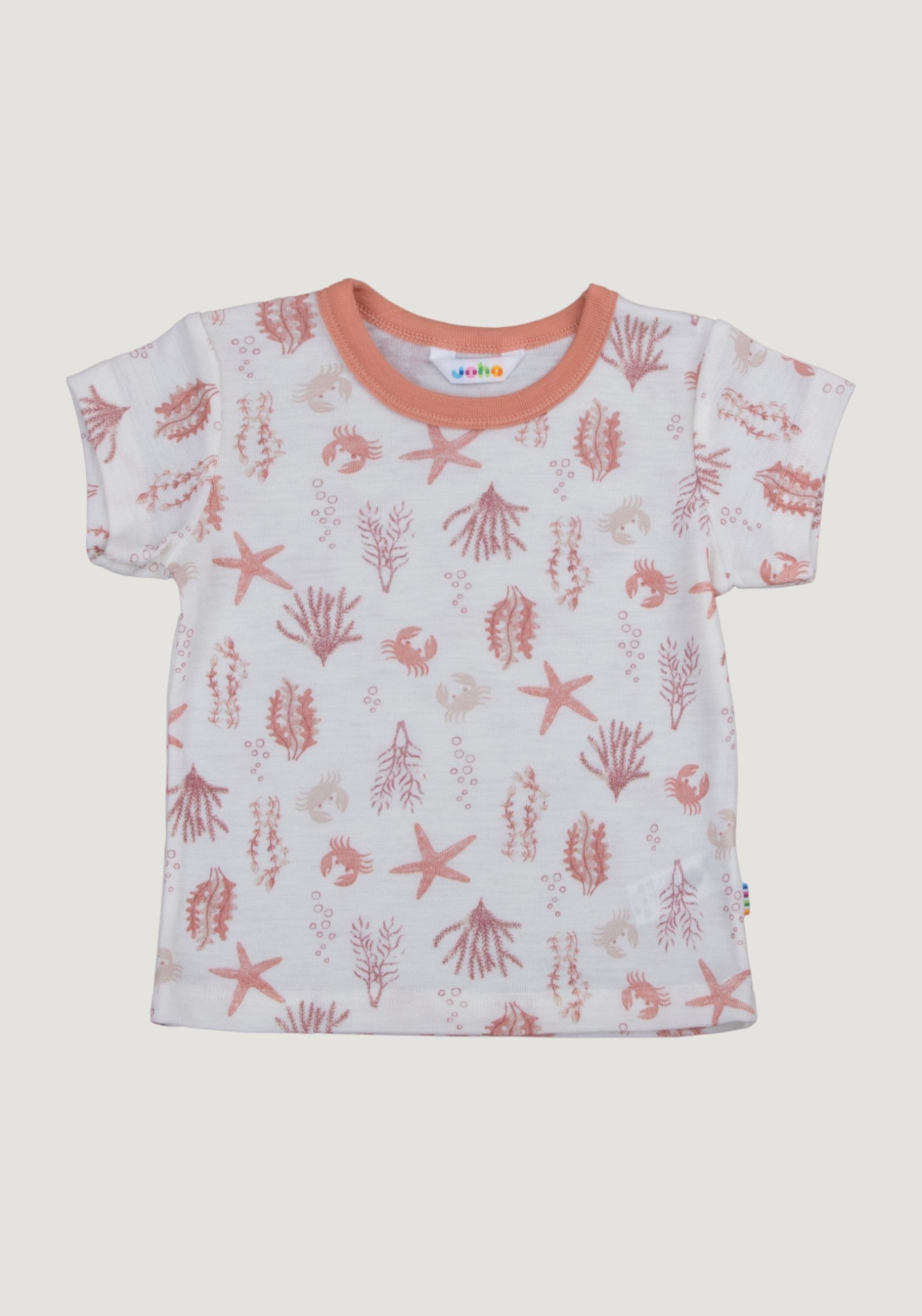 Tricou din lână merinos - Aqua Flora Light Pink