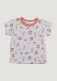 Tricou din lână merinos - Aqua Flora Light Pink