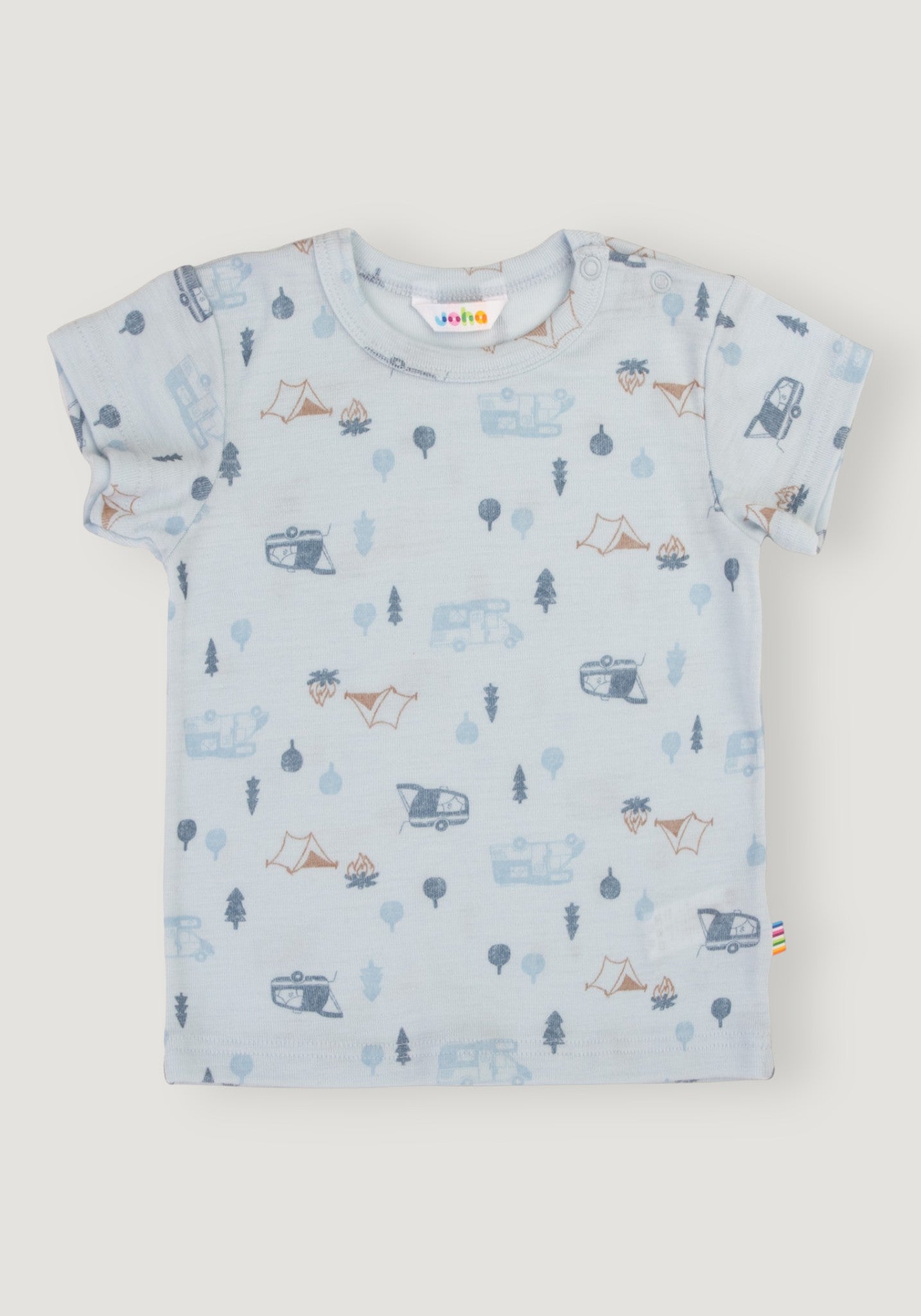 Tricou din lână merinos - Camping Light Blue