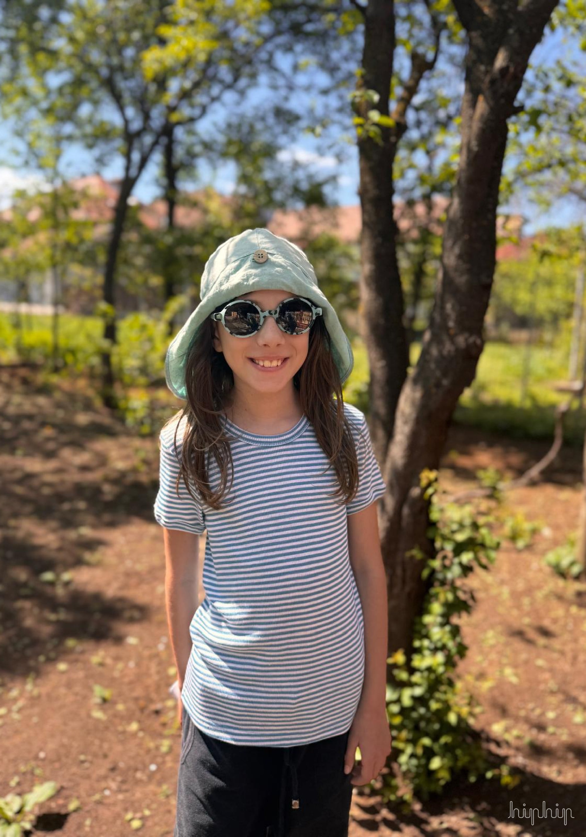 Tricou din lână merinos și mătase - Blue Stripe