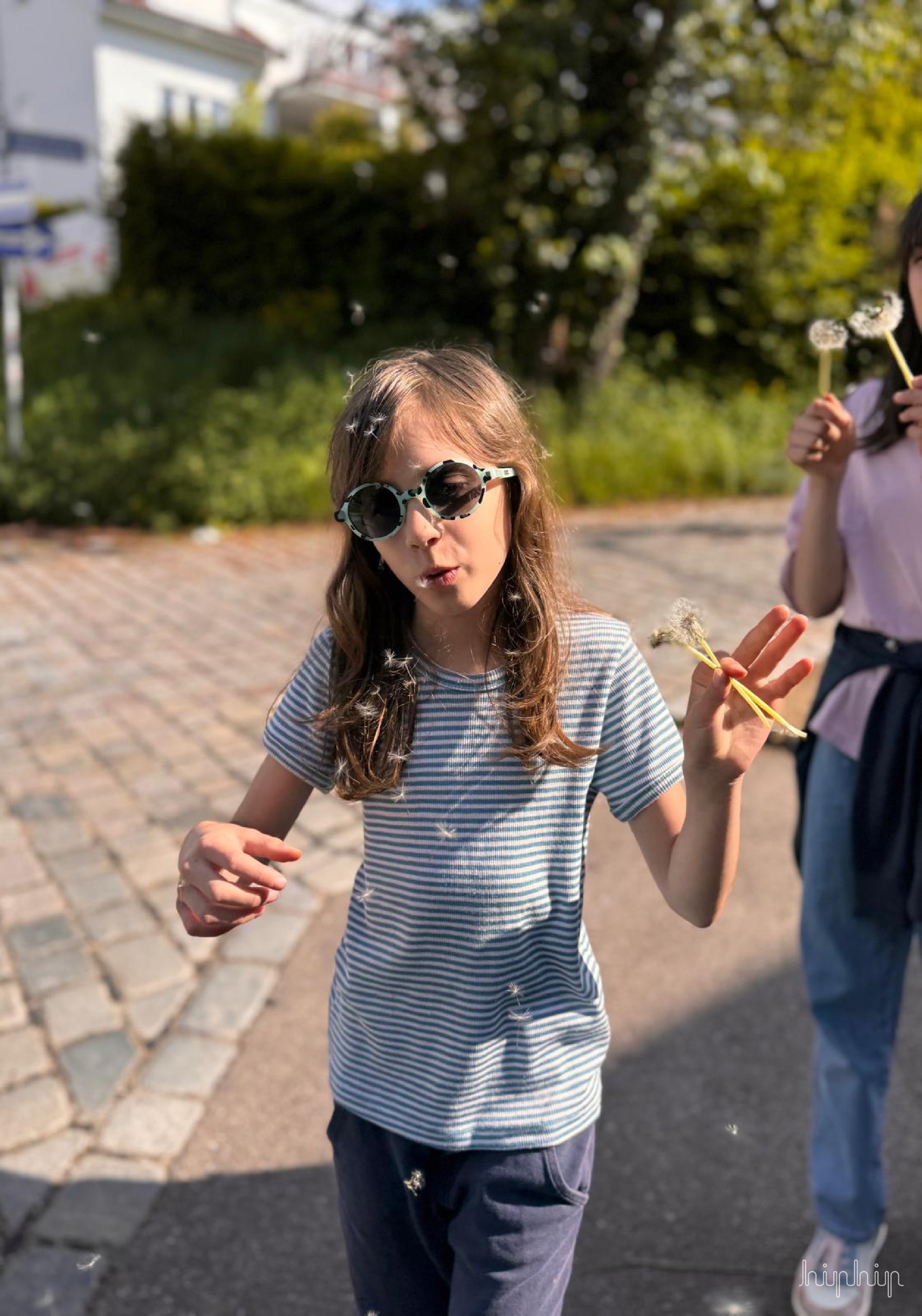 Tricou din lână merinos și mătase - Blue Stripe