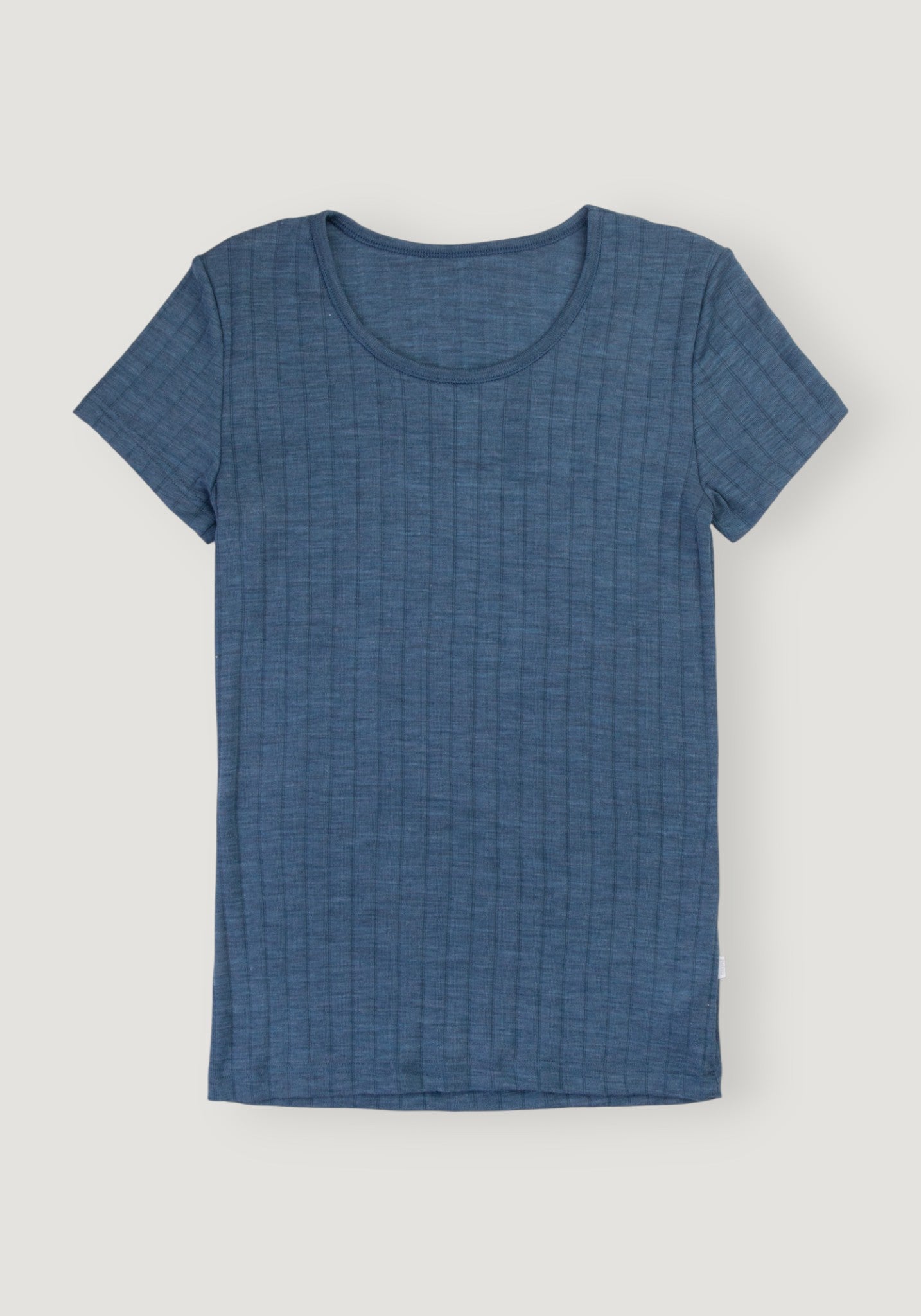 Tricou din lână merinos și mătase - Emily Blue Melange