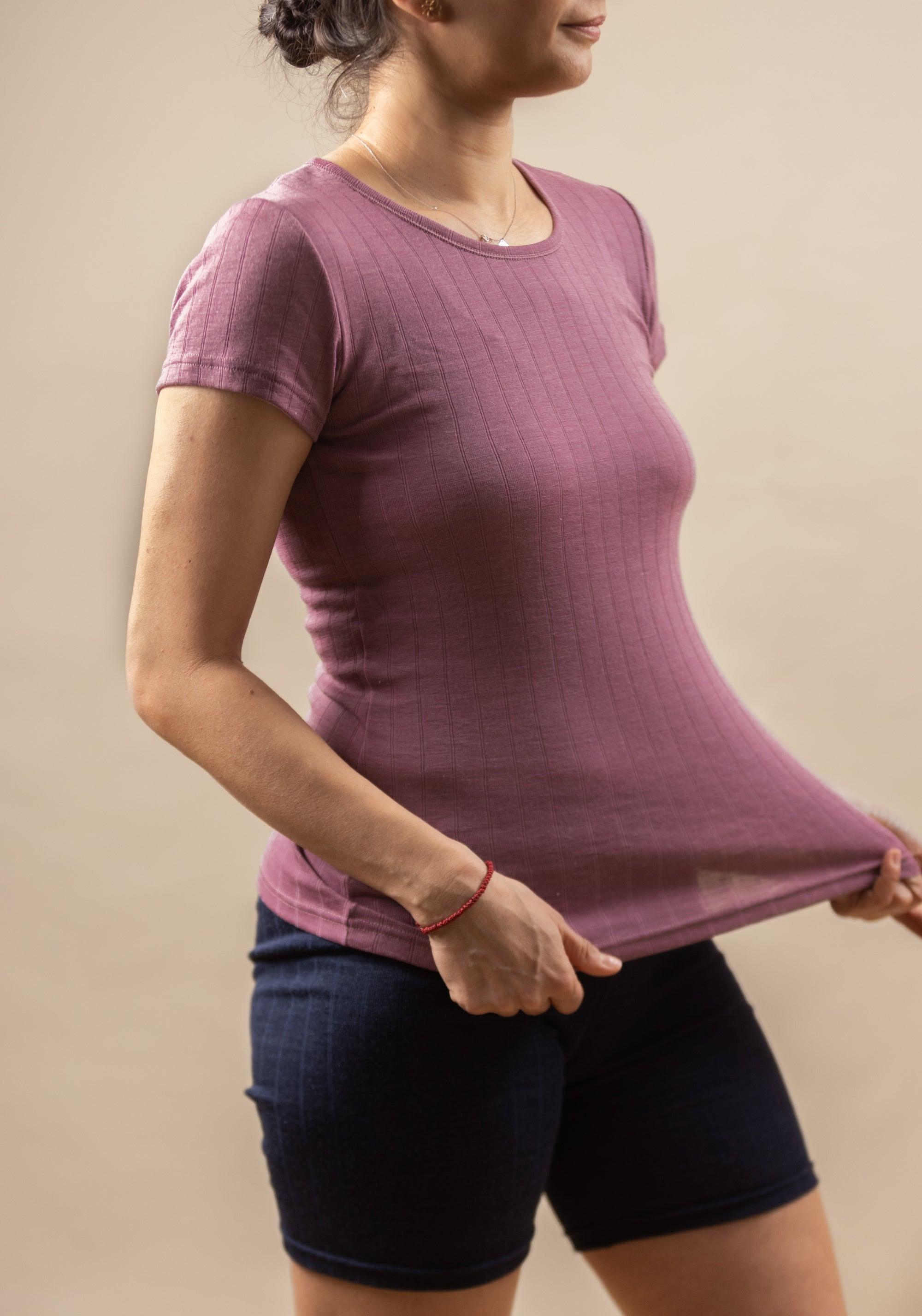 Tricou din lână merinos și mătase - Emily Heather