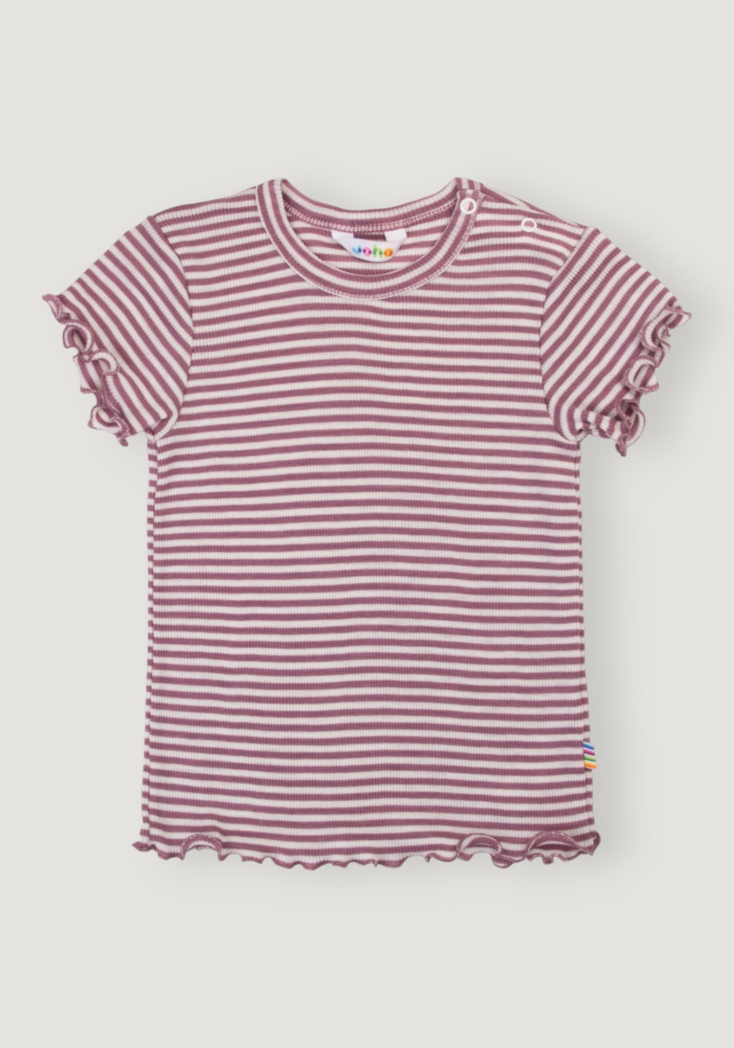 Tricou din lână merinos și mătase - Stripe Heather