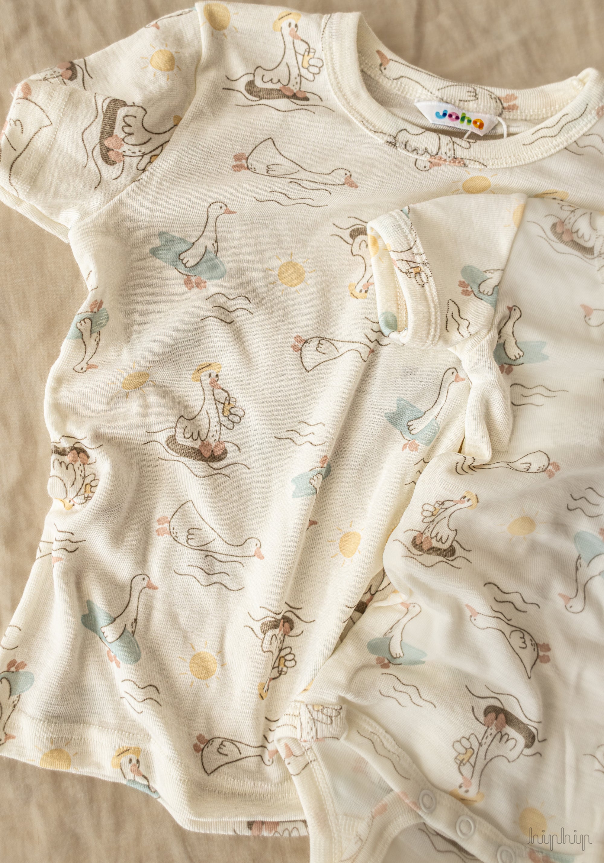 Tricou din lână merinos și mătase - Sunny Duck