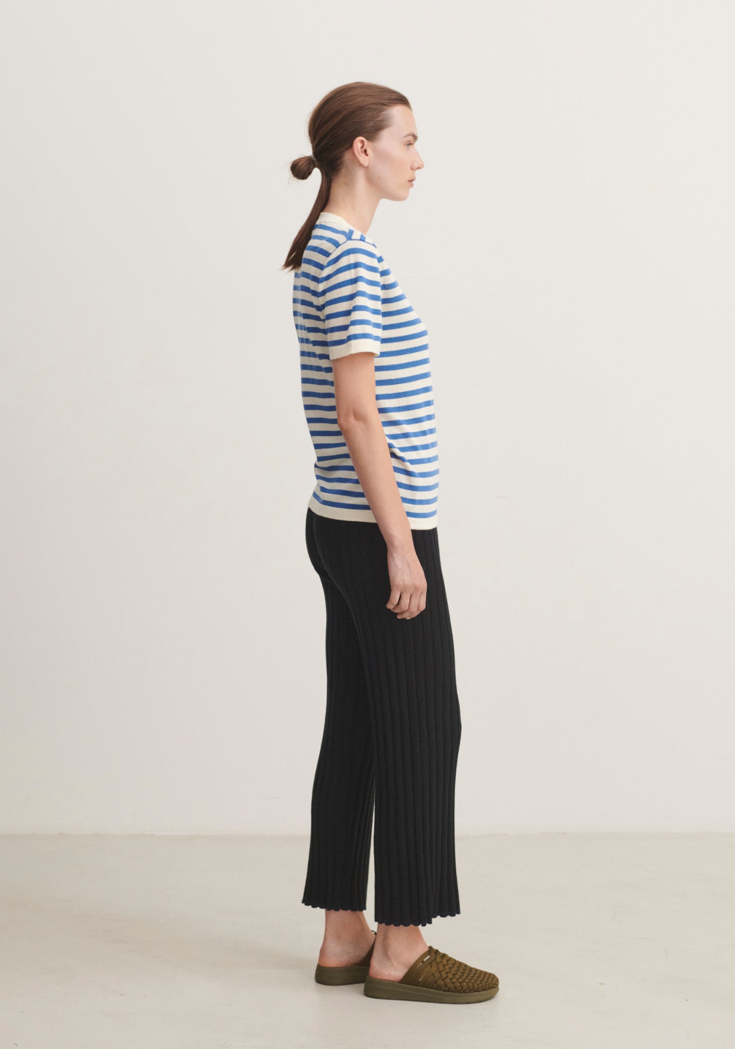 Tricou femei din bumbac - Extrafin Classic Stripe Ecru/Azure FUB Woman HipHip.ro