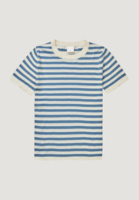 Tricou femei din bumbac - Extrafin Classic Stripe Ecru/Washed Indigo