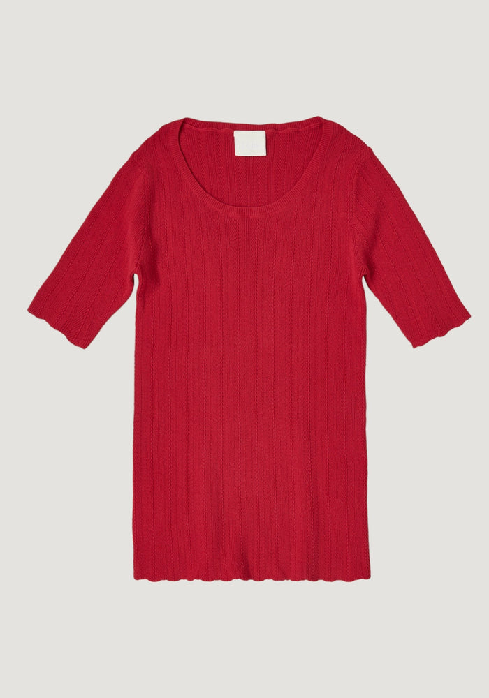 Tricou femei din bumbac - Fine knit Lace Crimson Red FUB Woman HipHip.ro