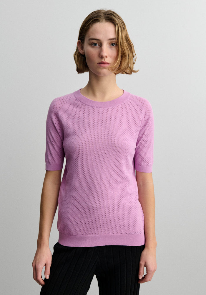 Tricou femei din bumbac - Pointelle extrafin Orchid